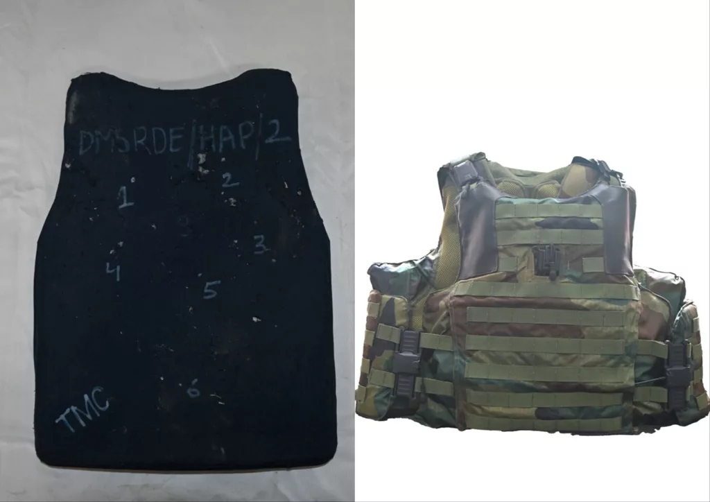 The bulletproof jacket introduced by the DRDO uses novel material and processes. Photo courtesy: PIB