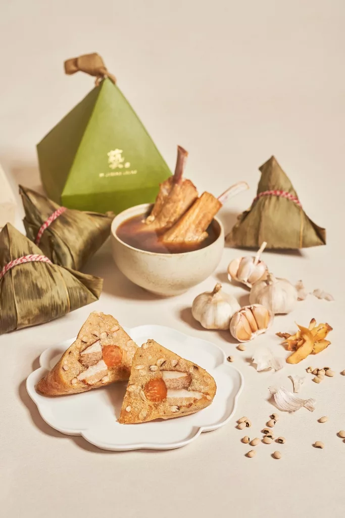 Bak kut teh and salted egg yolk rice dumpling is another new dish. Photo courtesy: Raffles Hotel Singapore