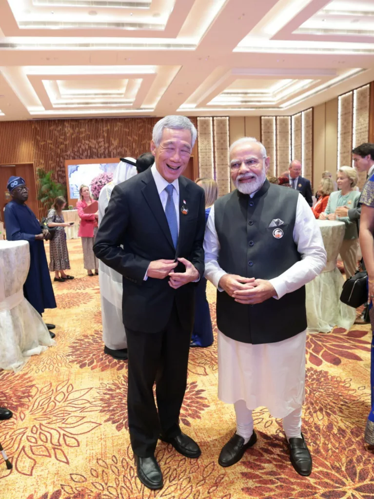 Singapore PM Lee with Indian PM Narendra Modi