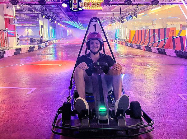 Joseph Schooling go-karting at Changi Airport