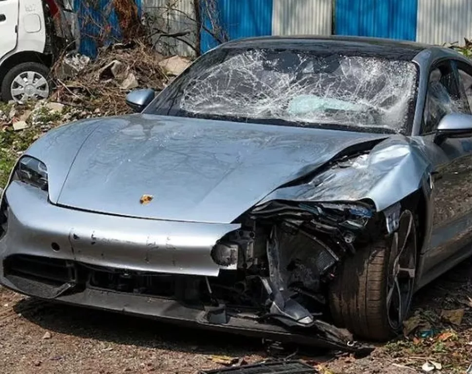 The crashed Porsche. Photo courtesy: Free Press Journal