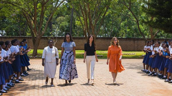 Melinda French Gates in Malawi, with Michelle Obama and Amal Clooney