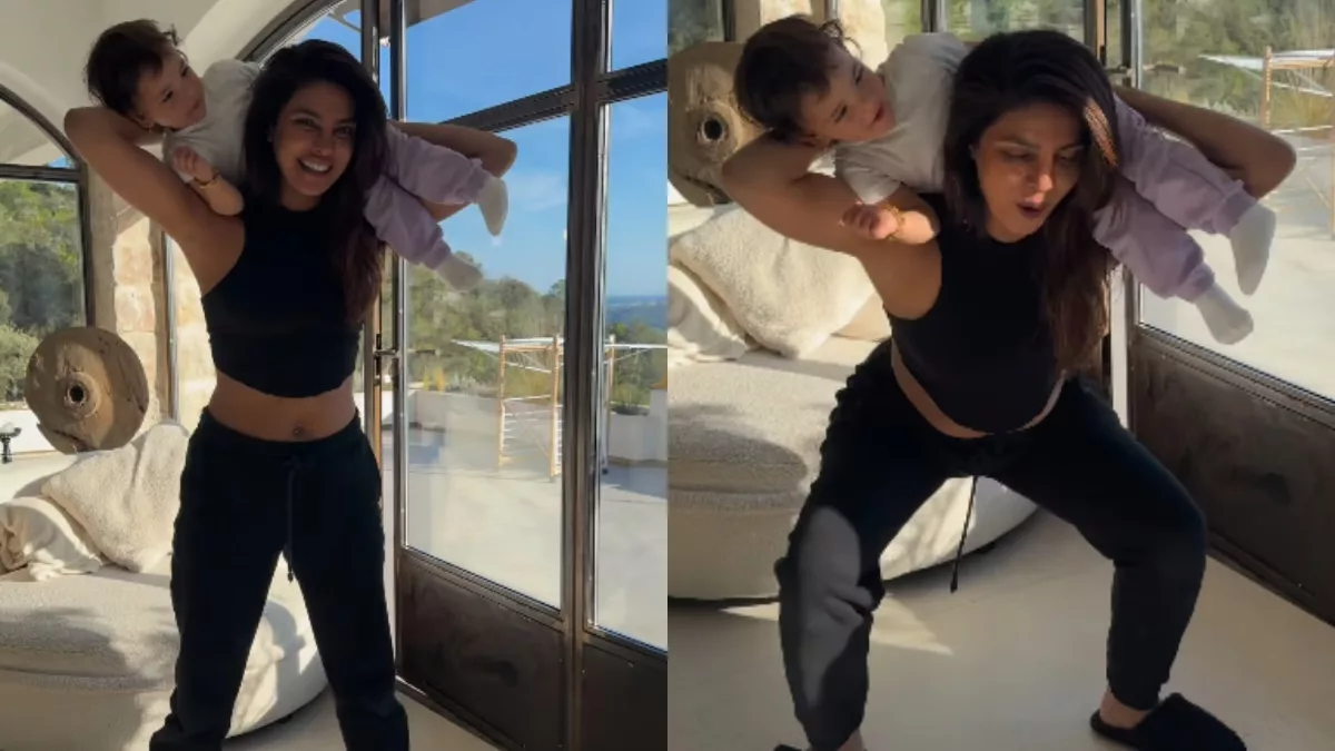 WATCH: Priyanka Chopra Jonas picks daughter Malti on shoulders, does squats