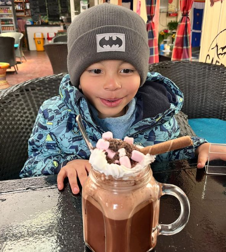 A hot chocolate treat for Abyan