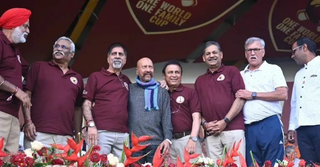 Kirti Azad (3rd from right) with some members of the 1983 world cup winning team. Photo courtesy: Kirti Azad/Instagram