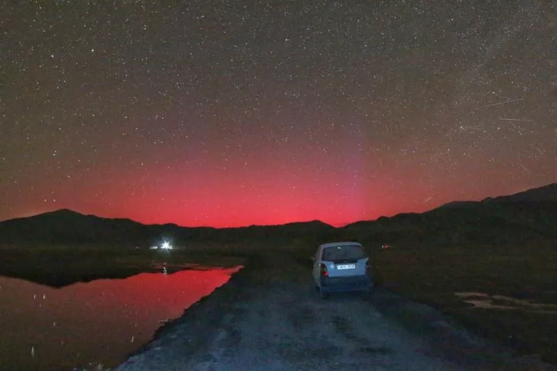 Rare Aurora Borealis sighted over India's Ladakh region.