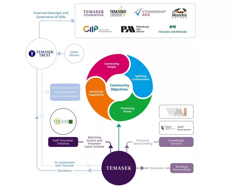 Graphical representation of Temasek's functions. Photo courtesy: temasek.com.sg 