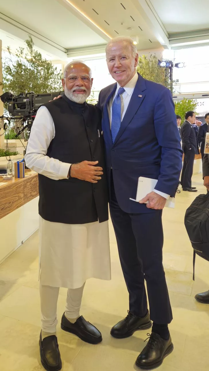 Indian PM Narendra Modi with US President Joe Biden at the G7 Summit