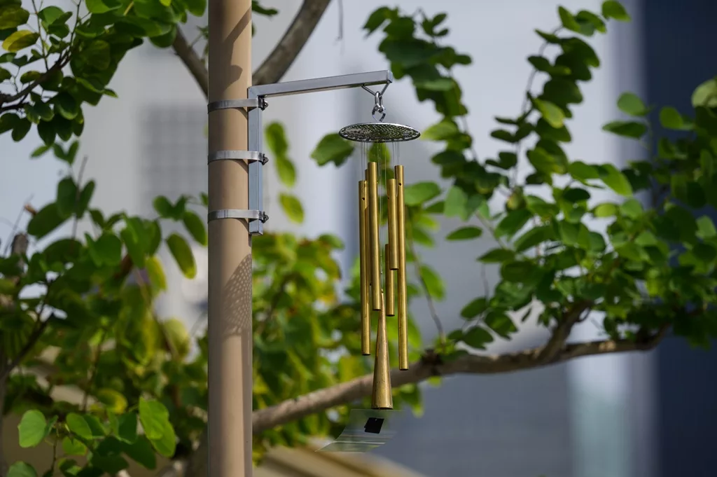 Installation view of GLISTEN wind chime. Photo courtesy: National Gallery Singapore