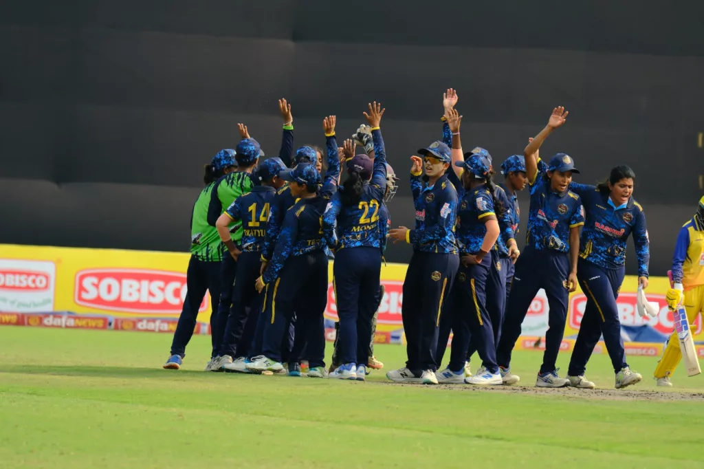 Rashmi Medinipur Wizards celebrating the fall of a wicket. Photo courtesy: Collected