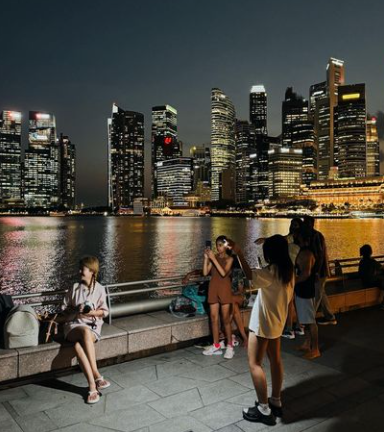 People at the Waterfront Promenade in Singapore