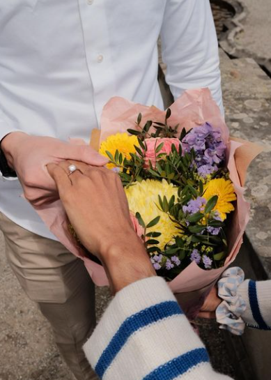Shanti Pereira and Tan Zong Yang after she accepts his proposal
