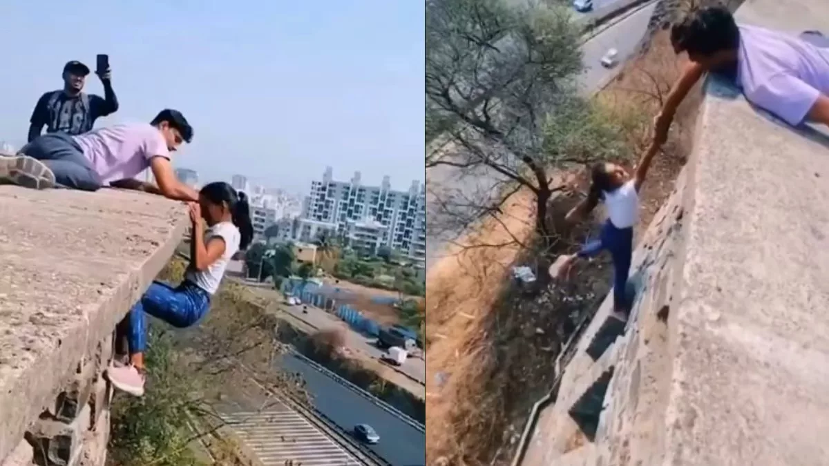 VIRAL: Indian girl hangs from terrace for reel, faces massive backlash for life-threatening stunt