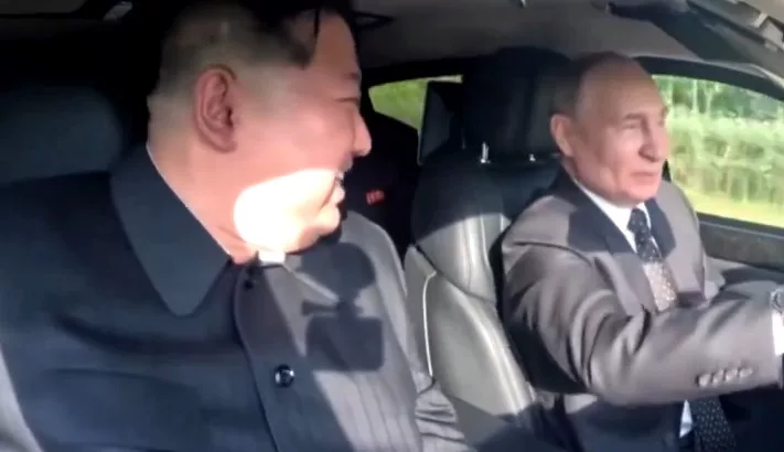 Viral video: Vladimir Putin drives Russia-built Aurus limousine with Kim Jong Un sitting by his side
