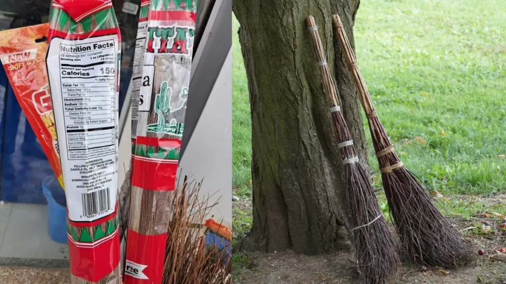 The viral broom package (left), a representative image (right). Photo courtesy: Free Press Journal