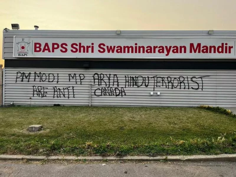 Anti-India graffiti defaces Hindu temple in Canada