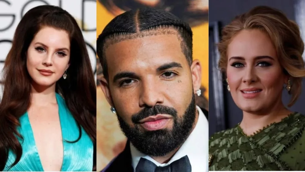 (Left to right) Singers Lana Del Rey, Drake and Adele. Photo courtesy: Free Press Journal