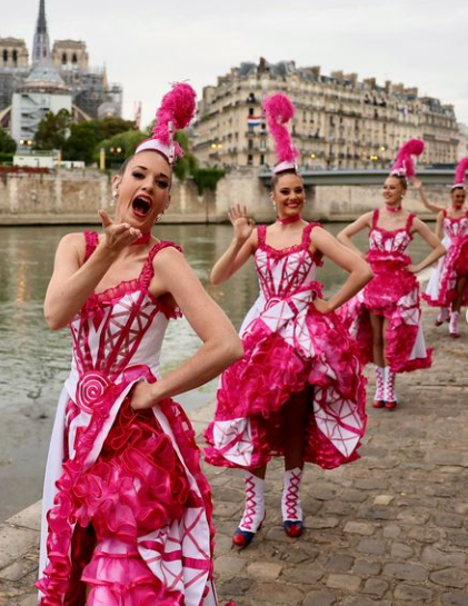 French Can Can dancers at the Paris Olympics 2024 opening ceremony