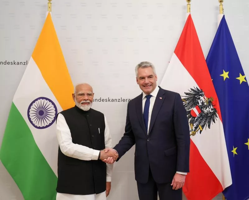 Indian PM Narendra Modi meets Austrian Chancellor Karl Nehammer in Austria