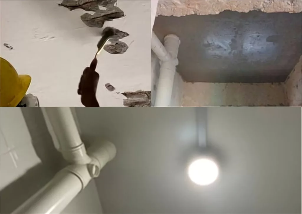 (Top to bottom, clockwise) Stages of repair. Photo courtesy: HDB