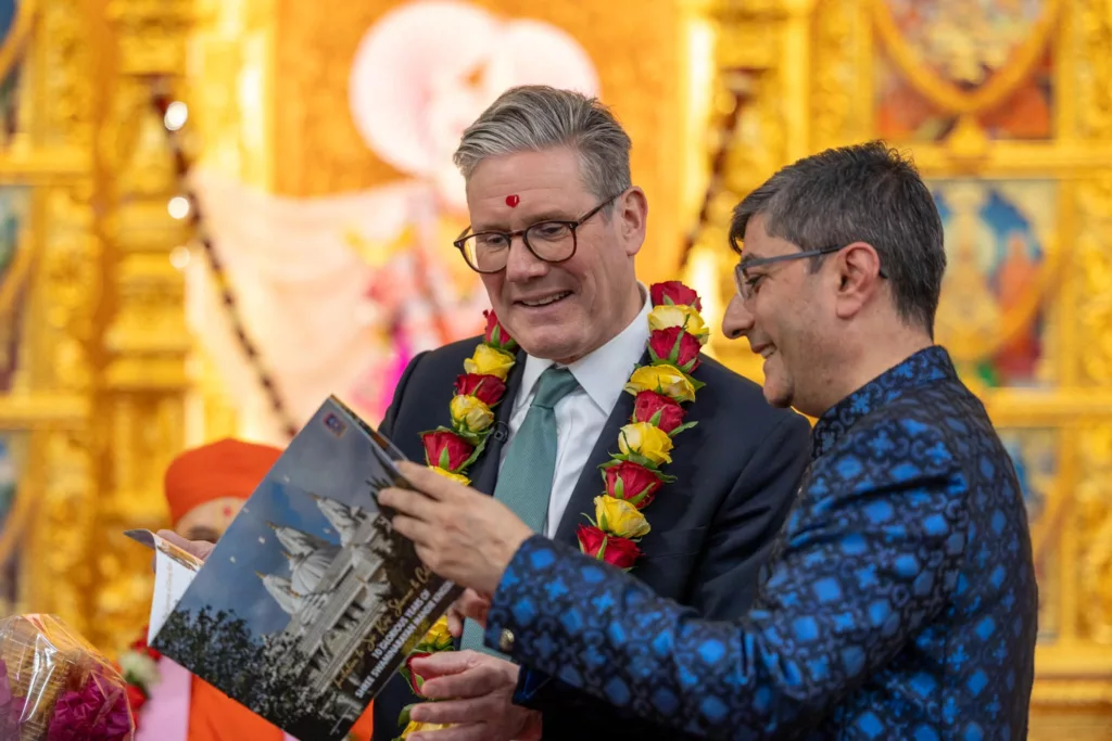 Labour Party leader Keir Starmer at the Swaminarayan Mandir in Kingsbury