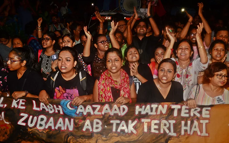 Women out in force across Kolkata on Aug 14 night