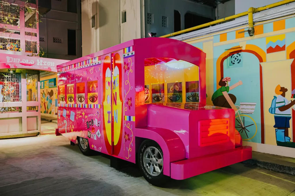 Disco Bus, a reimagined school bus as part of Delulu High at Bugis Street Art Lane