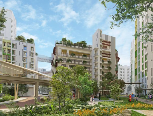 HDB housing in the Tengah BTO project, Singapore