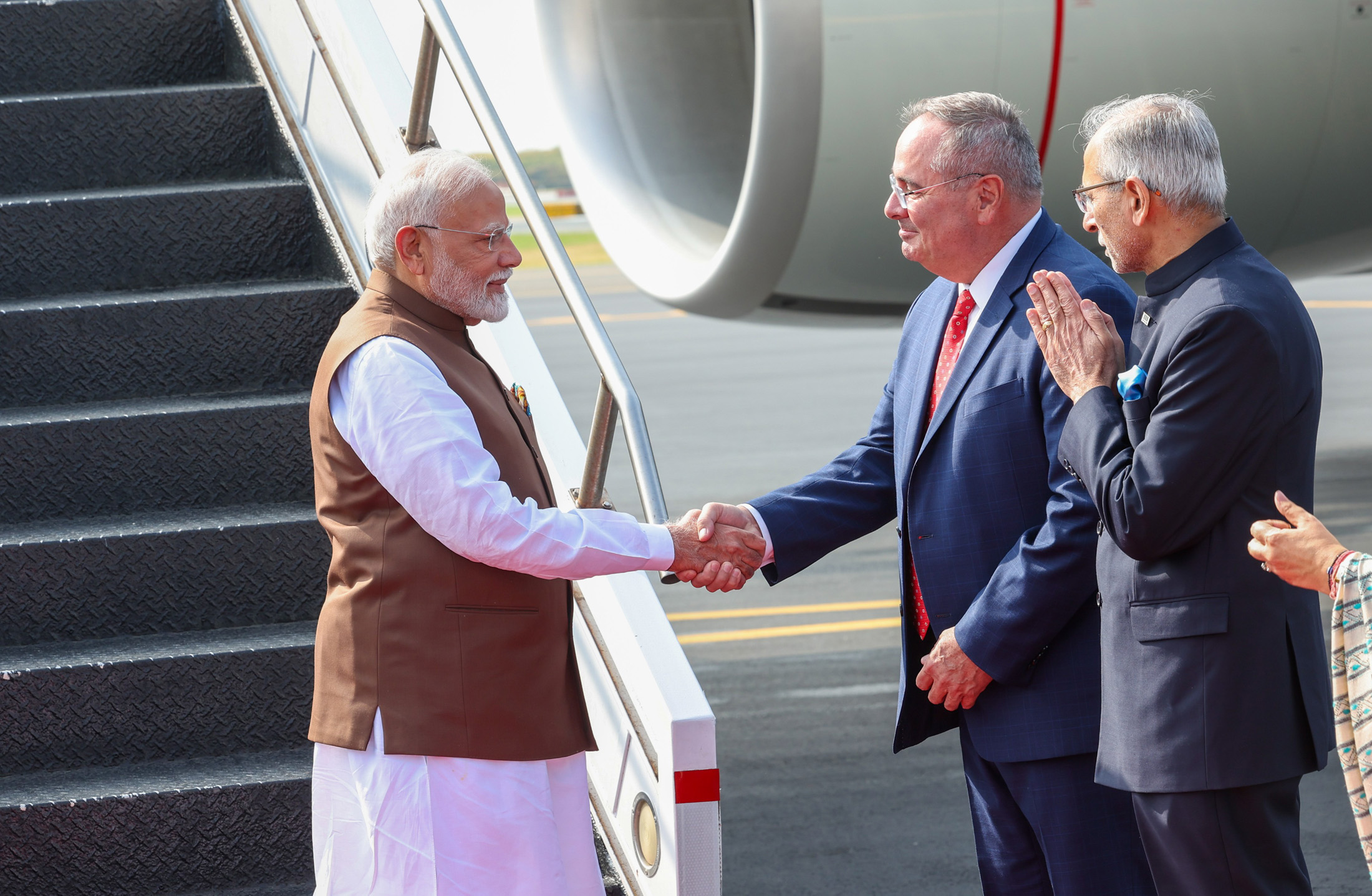 Indian PM Narendra Modi lands in the USA