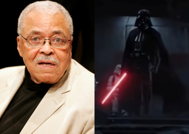 Actor James Earl Jones (left), Darth Vader, the Star Wars character he voiced. Photo courtesy- Jones: Eva Rinaldi/ Wikipedia, Vader- Screengrab from YouTube.