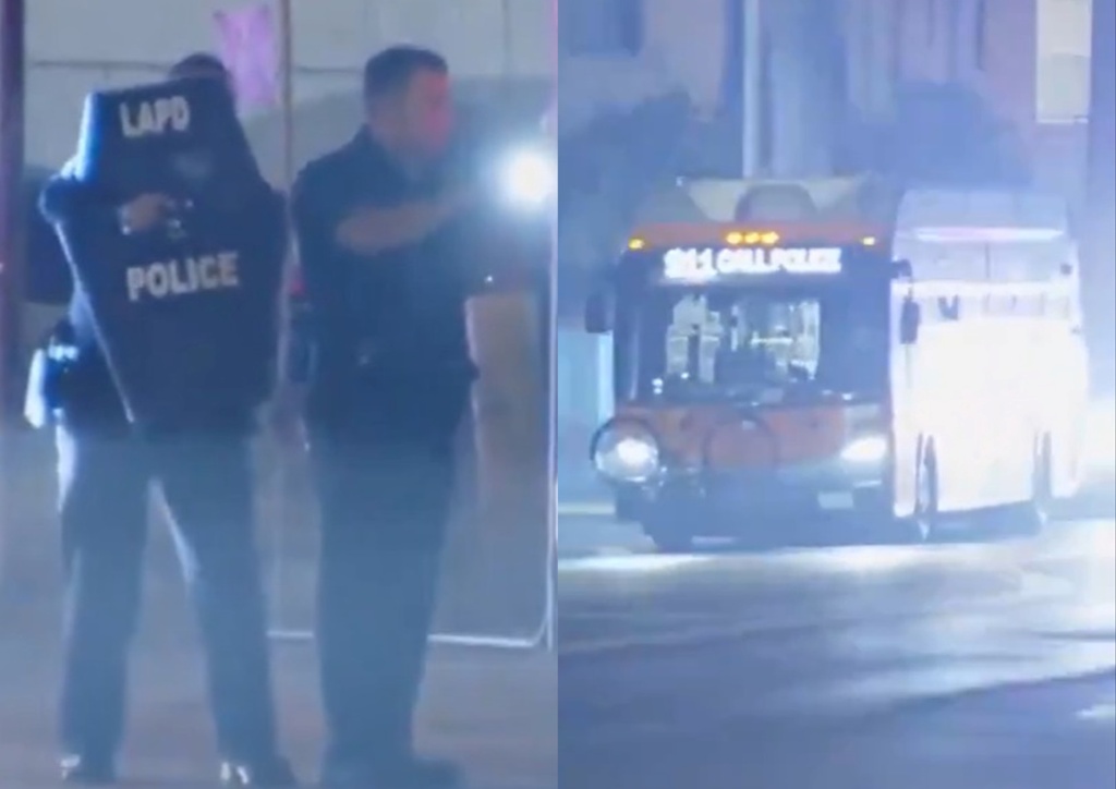 The LAPD officers chased the bus for over an hour before managing to stop it. Photo courtesy: Screengrab from x.com/upuknews1