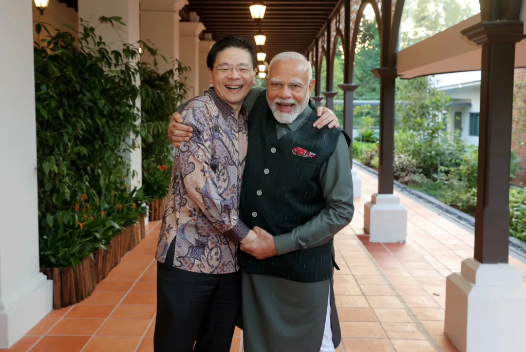 Singapore PM Lawrence with Indian PM Narendra Modi