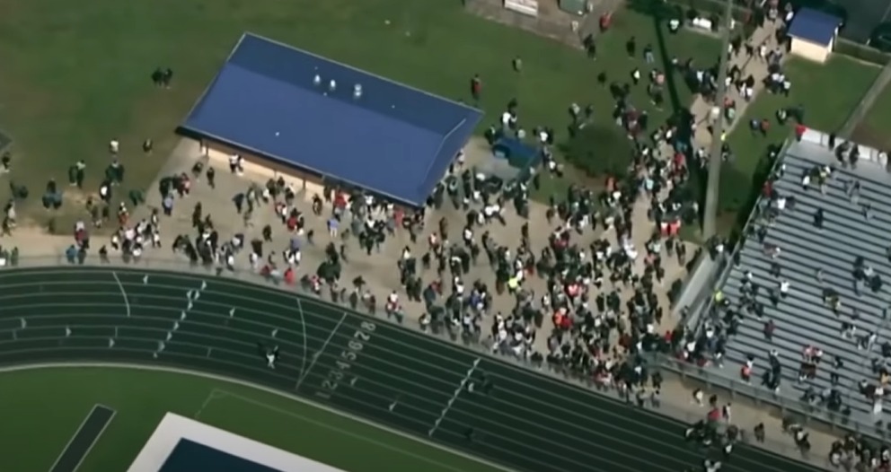 Scenes outside Apalachee High School in Georgia where the shooting took place. Photo courtesy: Screengrab from YouTube.