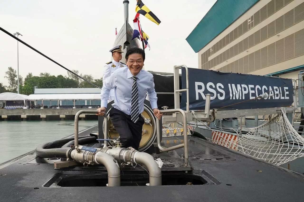 Singapore PM Lawrence Wong on one of the two new Invincible-class submarines commissioned by the Republic of Singapore Navy