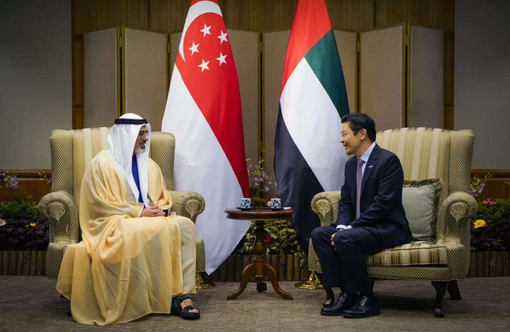 Sheikh Khaled bin Mohamed and PM Wong