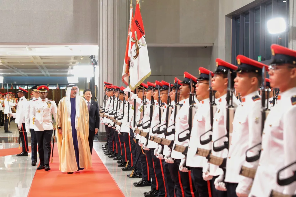 Sheikh Khaled inspects guard of honour