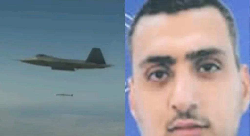 Representational image of an airstrike (left), Samer Abu Daqqa (right). Photo courtesy: Screengrab from YouTube and X