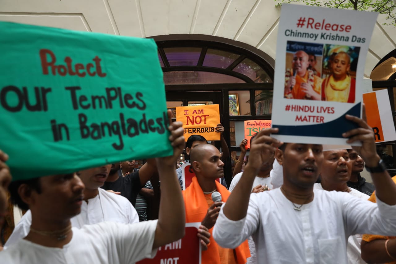 ISKCON protests in Kolkata with kirtan to demand release of their jailed leader in Bangladesh