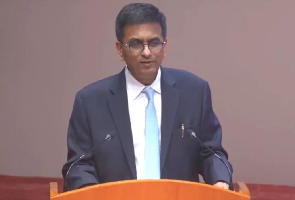 Outgoing CJI Chandrachud. Photo courtesy: Screengrab from Twitter