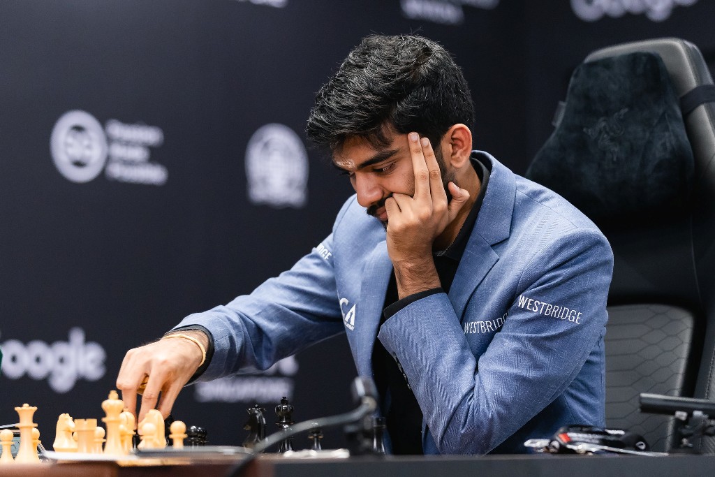 Gukesh admitted getting shocked in the first match but expressed satisfaction with his performance in the second game. Photo courtesy: Eng Chin An via x.com/FIDE_chess