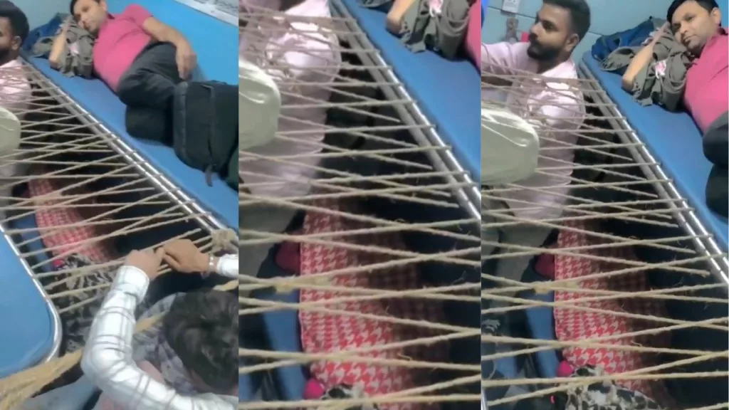 The hammock was weaved to act as a makeshift bed for the passenger. Photo courtesy: Free Press Journal