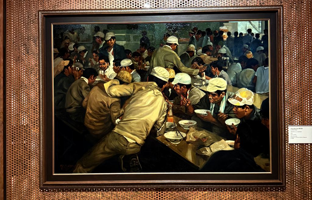Chua Mia Tee's Workers in a Canteen,
1974. Oil on canvas, 88.5 x 126.5 cm. Gift of the artist. Collection of National Gallery Singapore. Photo: Connected to India