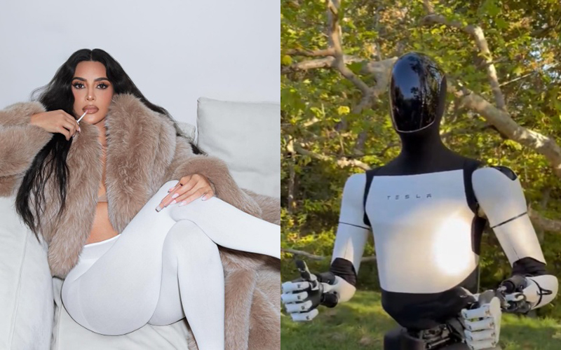 Kim Kardashian plays with Tesla's humanoid. She shares videos on X.
