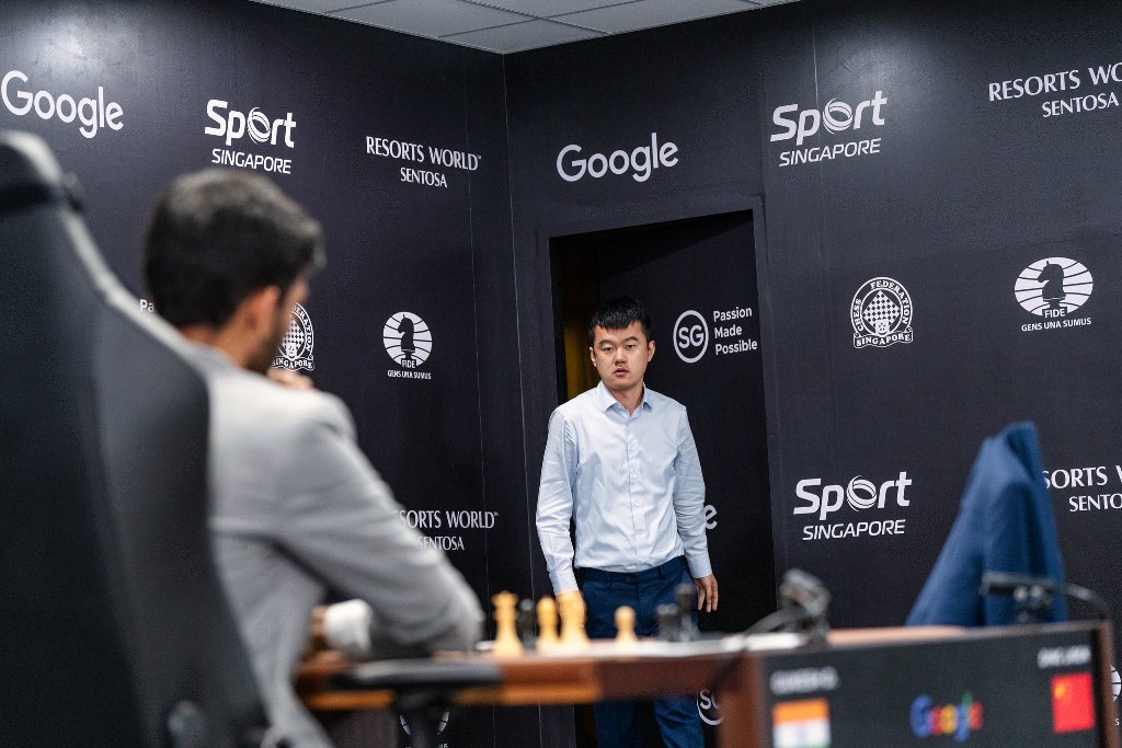 The Chinese GM will hope to hold on his lead and extend his winning run. Photo courtesy: The Indian GM, the youngest challenger at the World Chess Championship, has vowed to come back strong. Photo courtesy: Gukesh was left dejected following his loss. Photo courtesy: Liren brought out his A-game for the match. Photo courtesy: Eng Chin An and Maria Emelianova via x.com/FIDE_chess