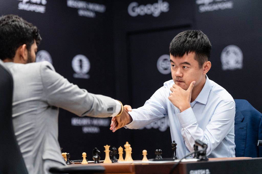 Liren brought out his A-game for the match. Photo courtesy: Eng Chin An and Maria Emelianova via x.com/FIDE_chess