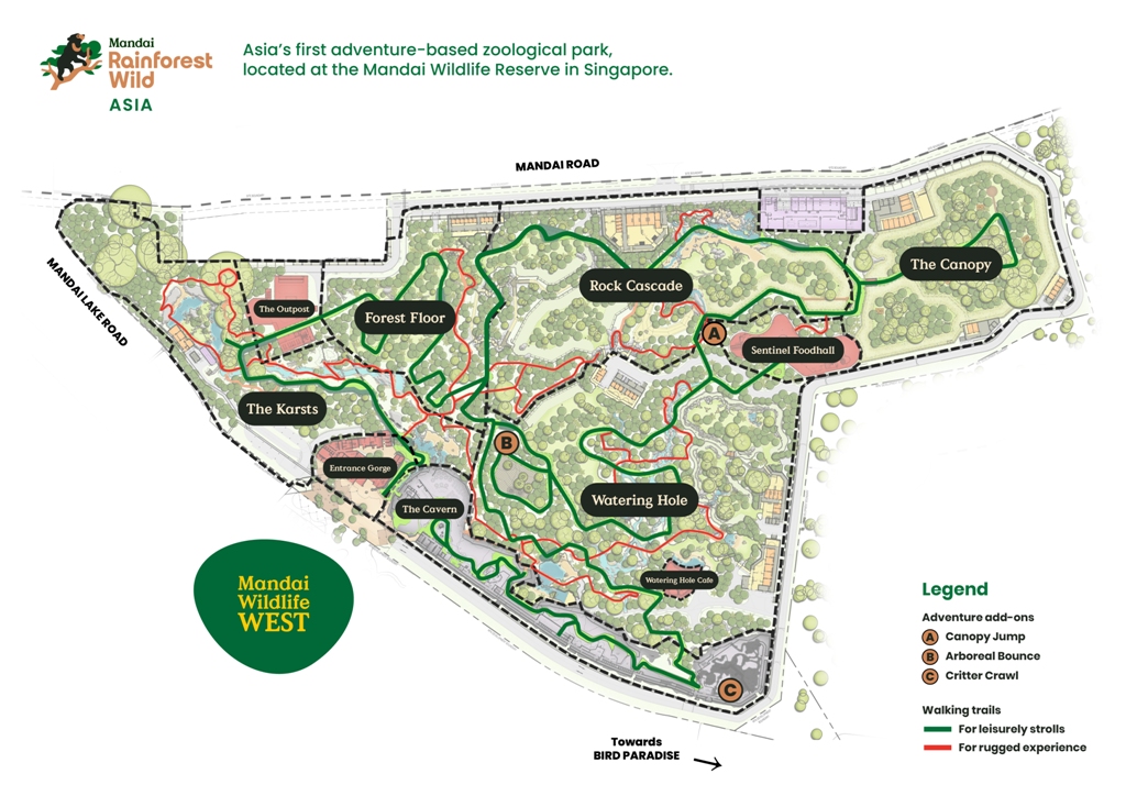 Map of Rainforest Wild Asia. Photo courtesy: Mandai Wildlife Group