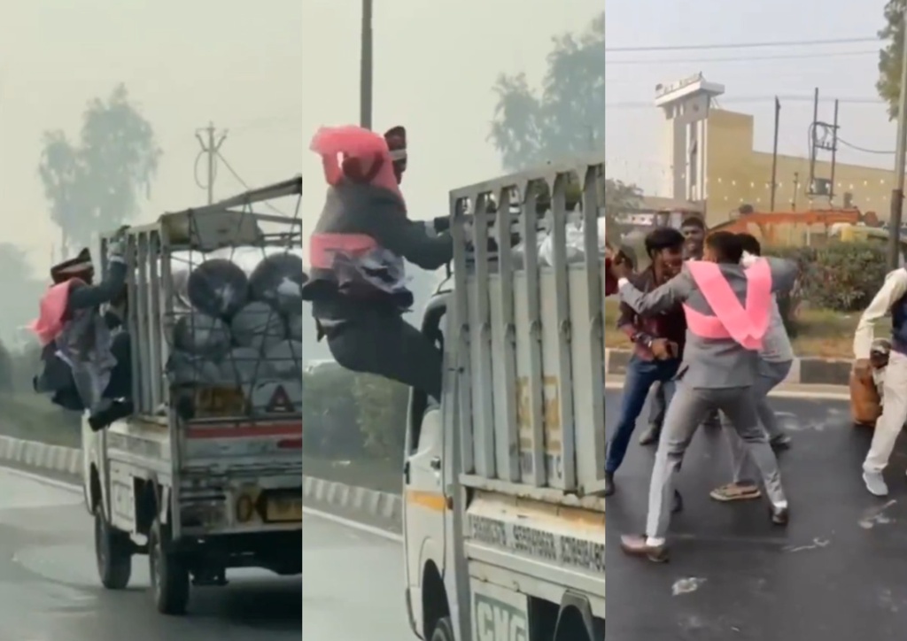 WATCH: Indian groom clings to moving truck to get back stolen currency note from driver, video goes viral