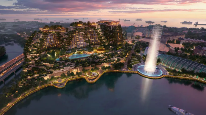 Resorts World Sentosa breaks ground on mega-waterfront with 88m light column; opening date set for 2030