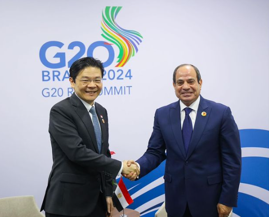 Singapore PM Wong at Rio G20 with President of Egypt Abdel Fattah El-Sisi
