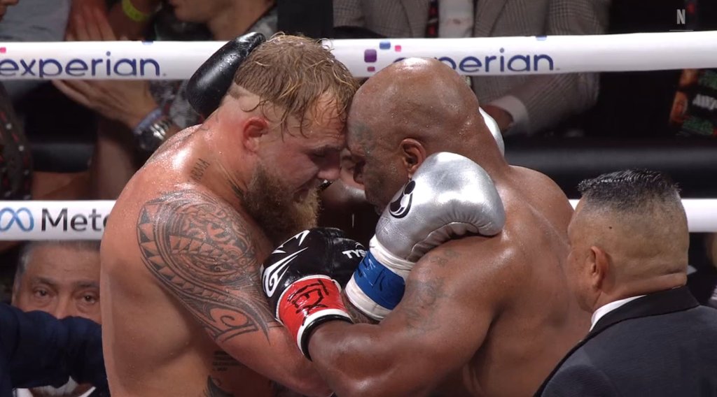 The two boxers hugged it out after the finish of eight rounds. Photo courtesy: x.com/netflix